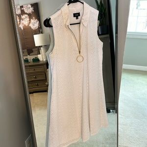 Eyelet white skater dress with gold loop